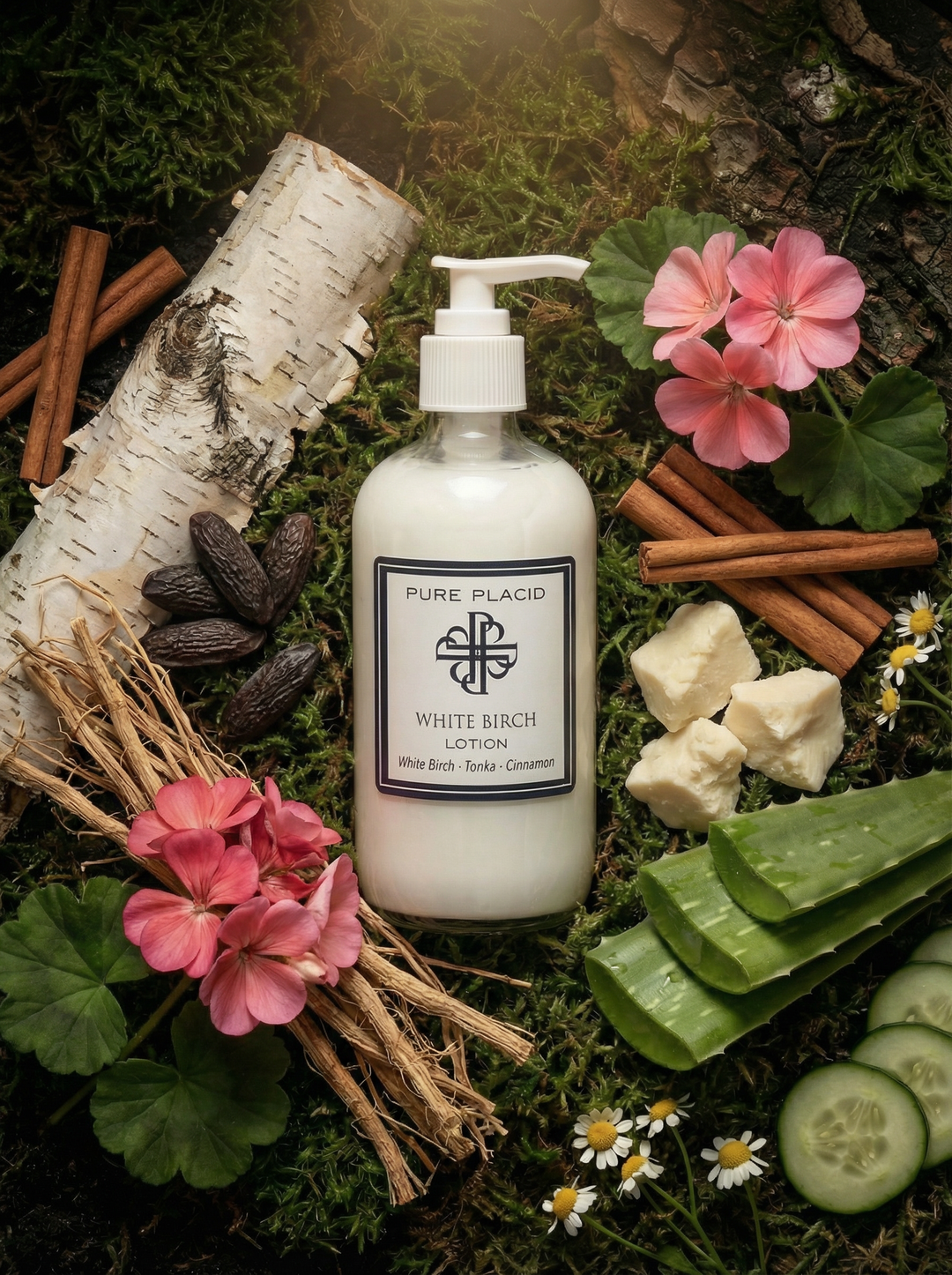 White Birch Body Lotion — Birch, Tonka & Rose | Pure Placid – Pure