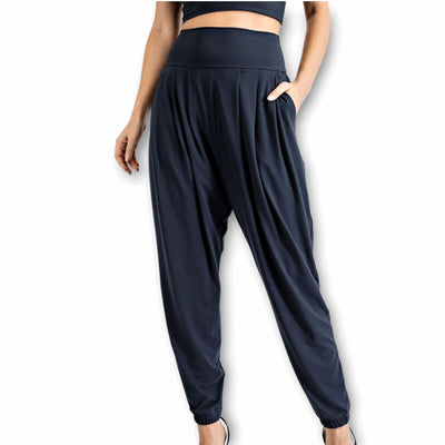 Butter Soft Pleated Joggers - Dark Navy-Pure Placid