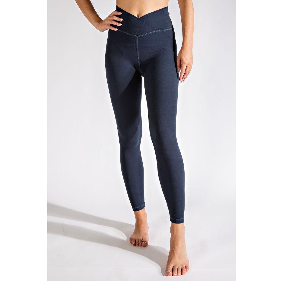 Butter Soft V-Waist Full Length Leggings - Nocturnal Navy-Clothing-Pure Placid