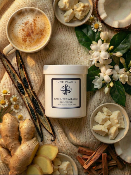 Cashmere Sweater Soy Candle — Vanilla, Jasmine & Ginger | Pure