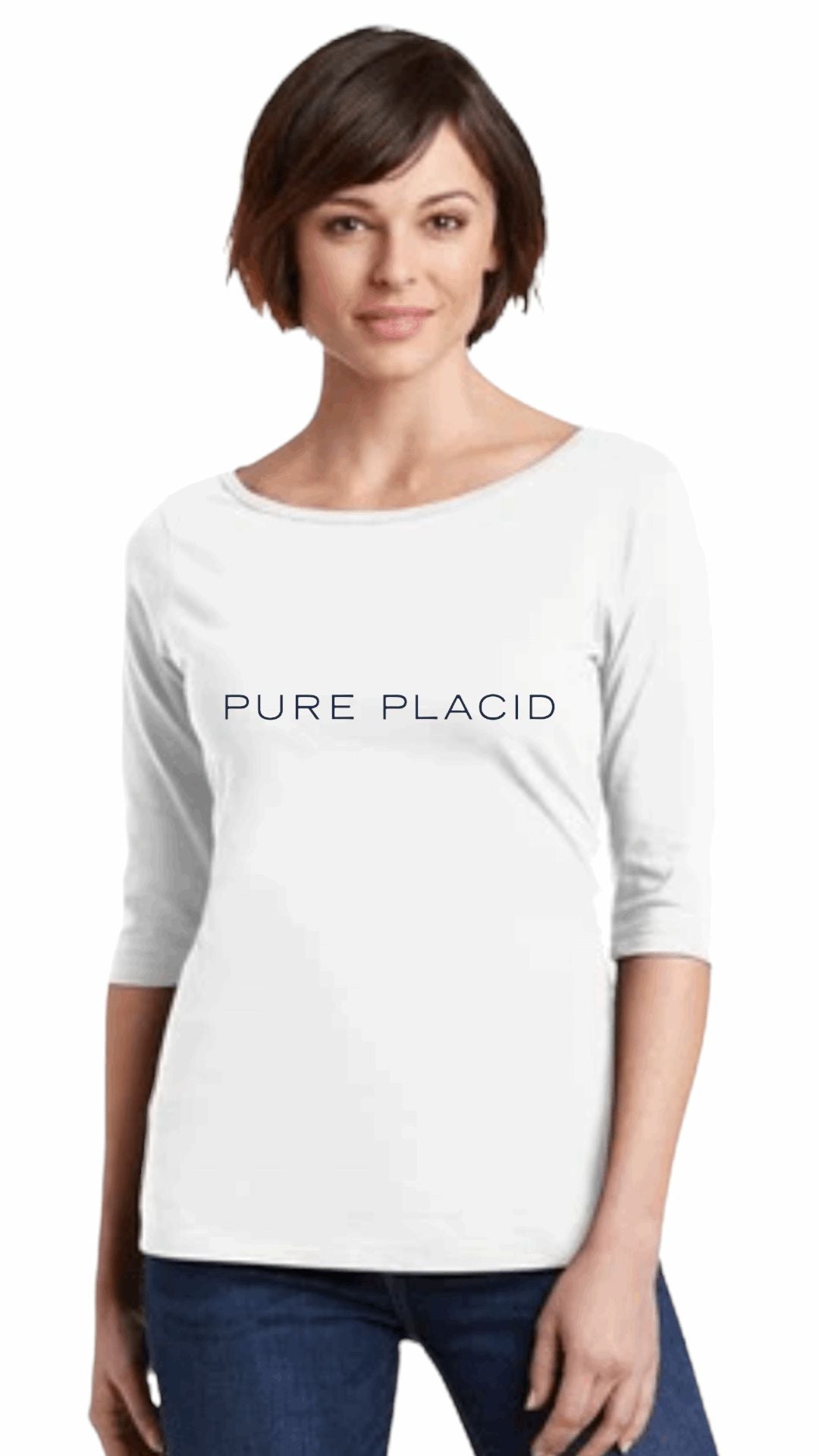 White 3/4 Sleeve T-Shirt-Clothing-Pure Placid